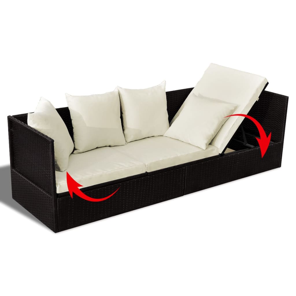vidaXL barna polyrattan kültéri kanapé hát- és ülőpárnákkal