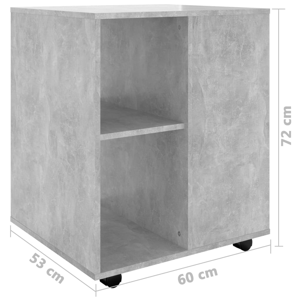 vidaXL betonszürke forgácslap kerekes szekrény 60 x 53 x 72 cm