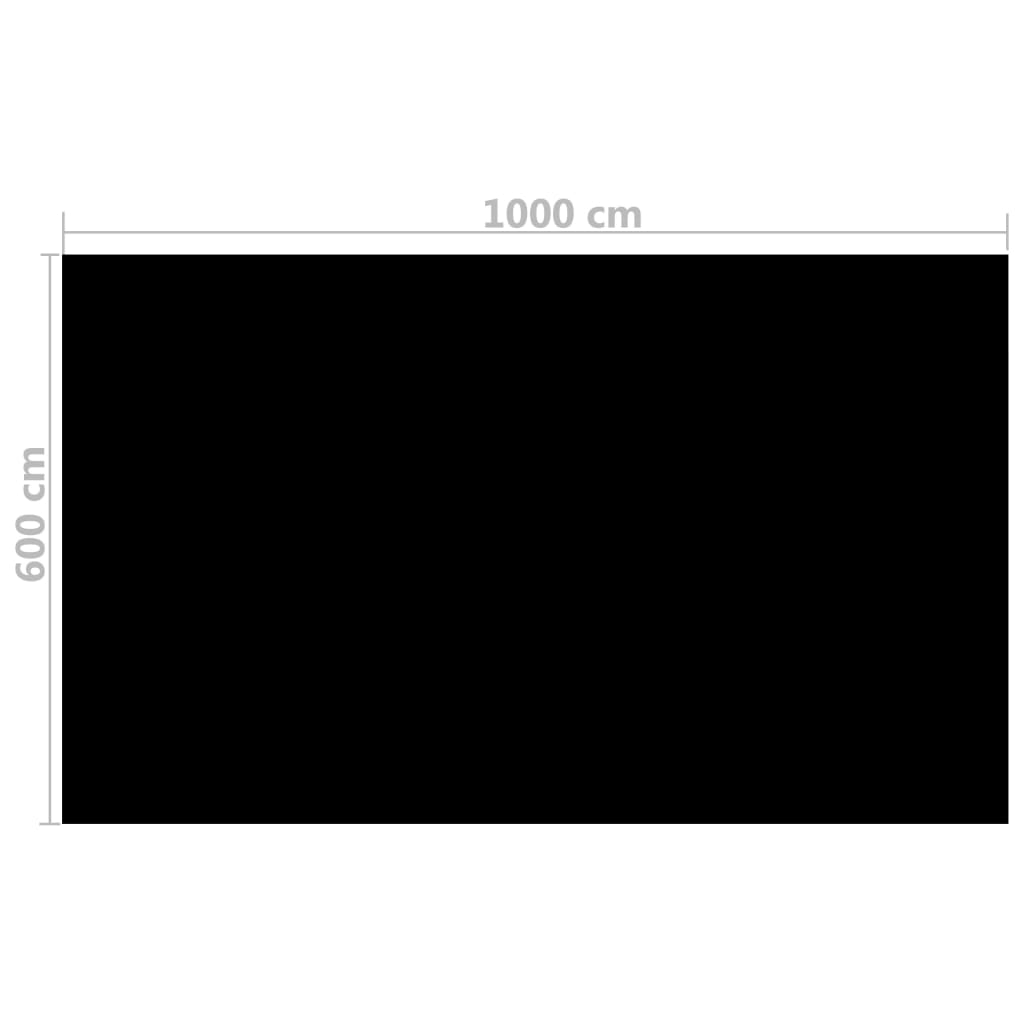 vidaXL fekete, négyszögletes PE medencetakaró 1000 x 600 cm