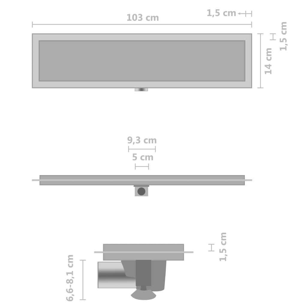 vidaXL rozsdamentes acél 2 az 1-ben zuhanylefolyó fedéllel 103 x 14 cm