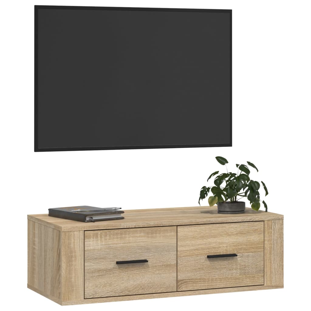 vidaXL sonoma-tölgyszínű szerelt fa függő TV-szekrény 80 x 36 x 25 cm