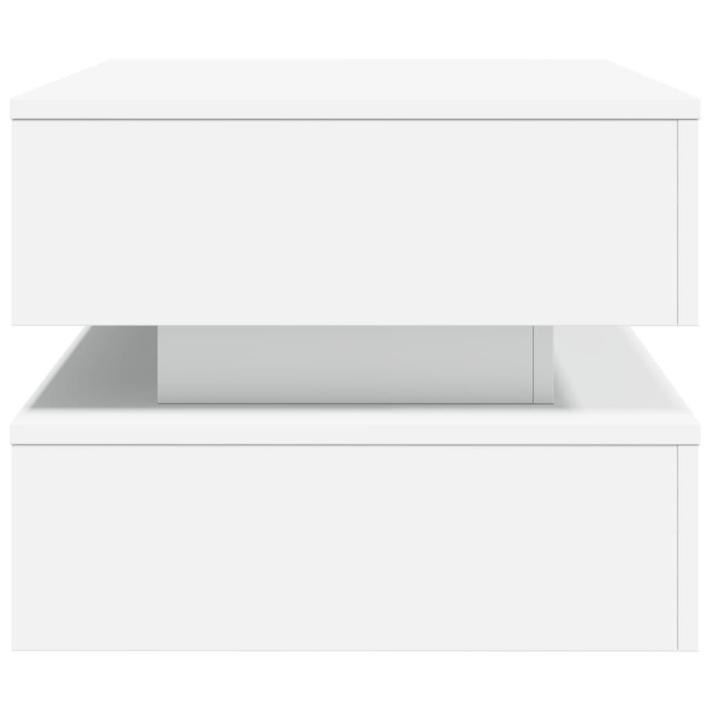 vidaXL fehér dohányzóasztal LED-lámpákkal 90x50x40 cm