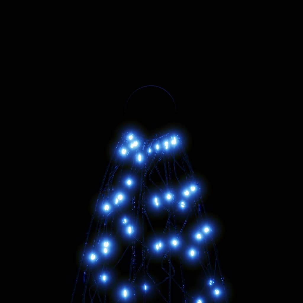 vidaXL karácsonyfa zászlórúdon 200 kék LED-del 180 cm