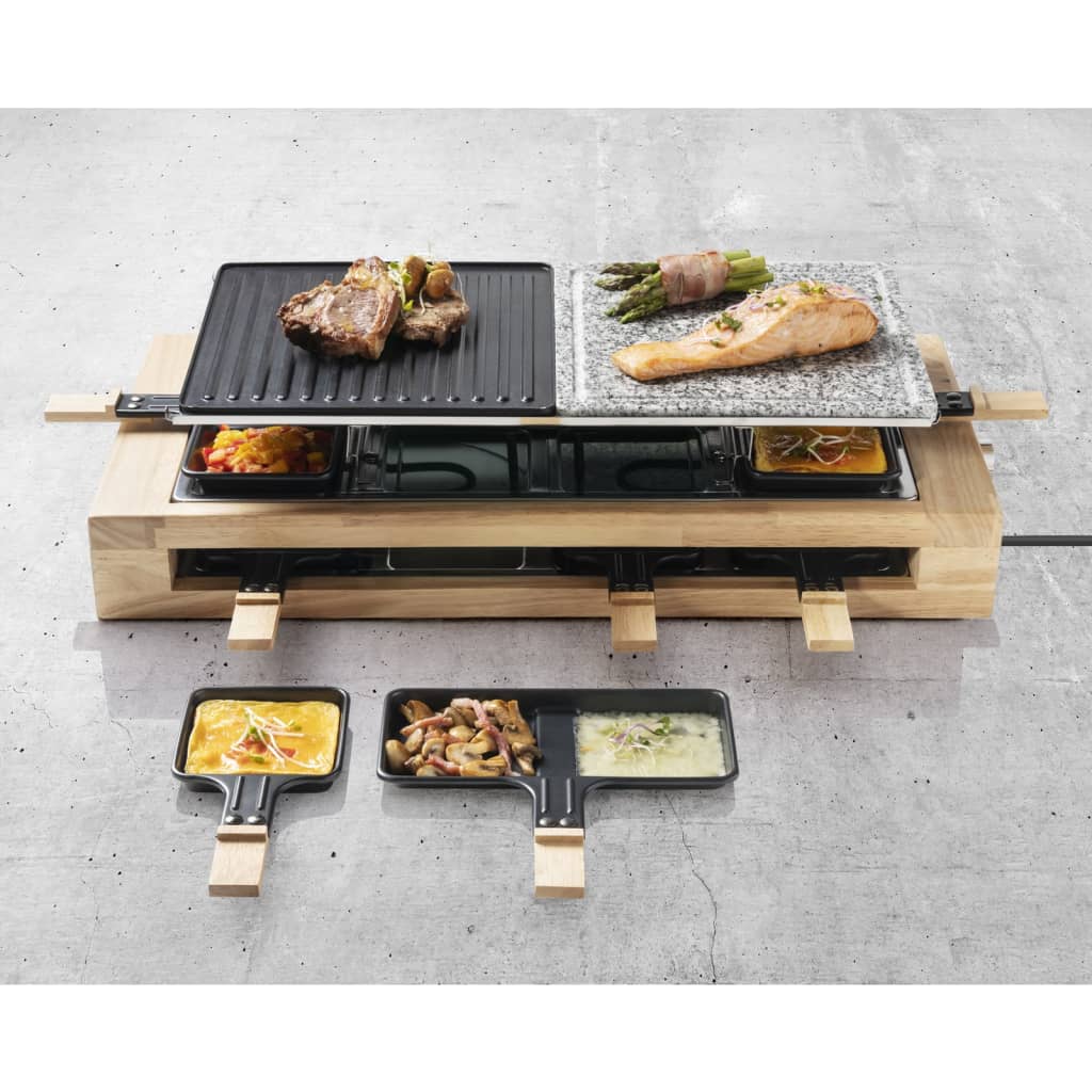 Bestron ARG300BW XL-es méretű fekete fa raclette grillsütő 1500 W