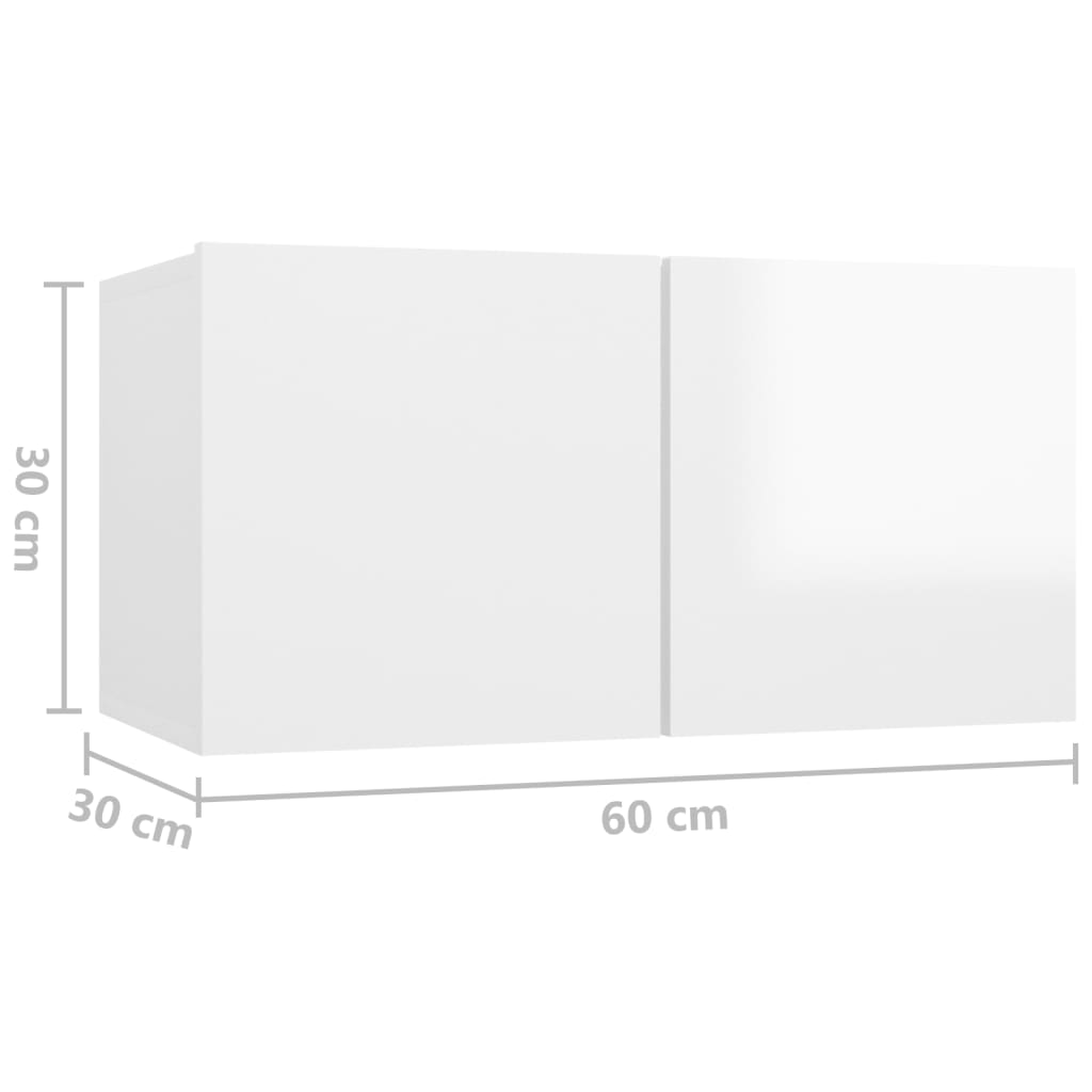 vidaXL 2 db magasfényű fehér függő TV-szekrény 60 x 30 x 30 cm
