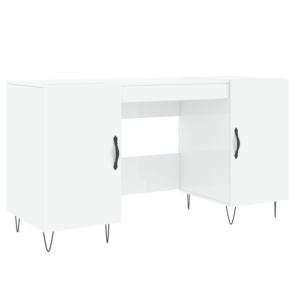 vidaXL magasfényű fehér színű szerelt fa íróasztal 140 x 50 x 75 cm