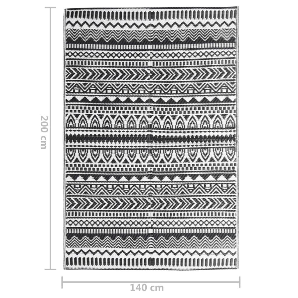 vidaXL fekete PP kültéri szőnyeg 140x200 cm