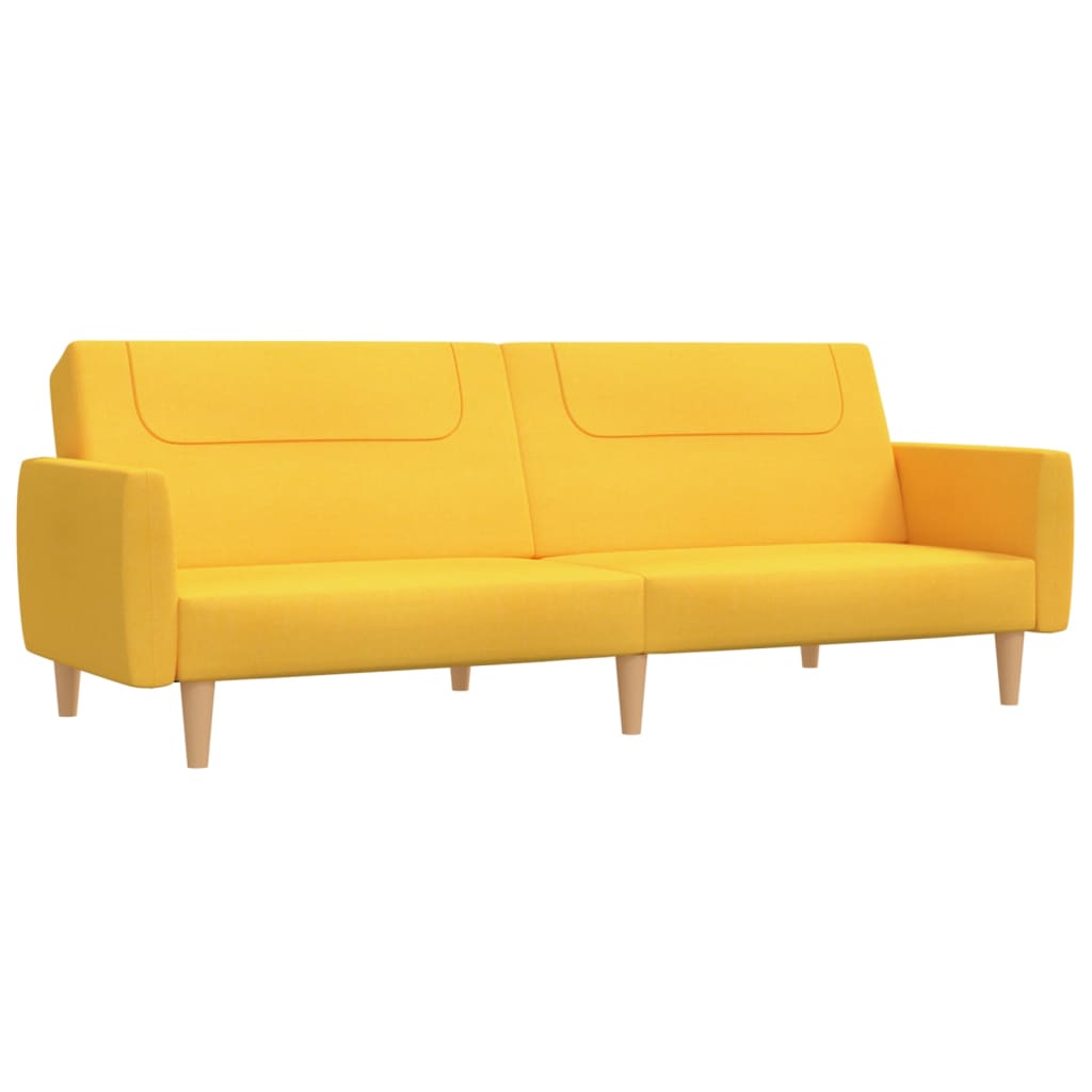 vidaXL kétszemélyes sárga szövet kanapéágy lábtartóval