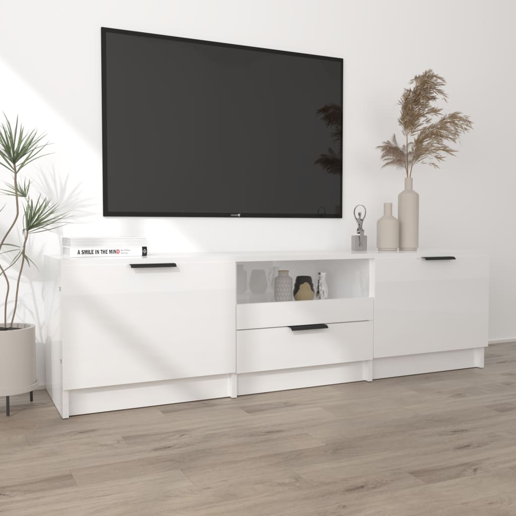 vidaXL fehér magasfényű szerelt fa TV-szekrény 140x35x40 cm