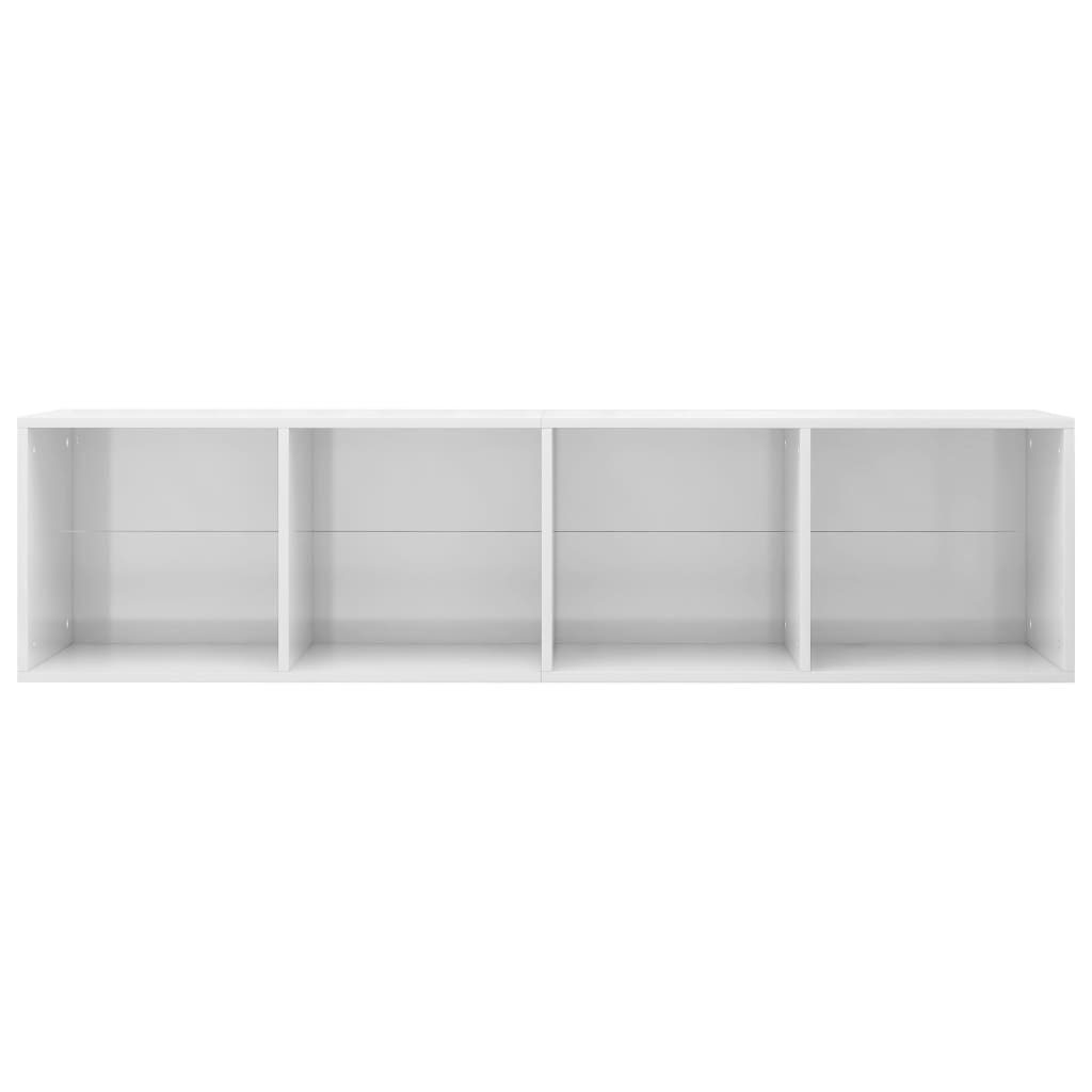 vidaXL magasfényű fehér forgácslap könyv-/TV-szekrény 36 x 30 x 143 cm