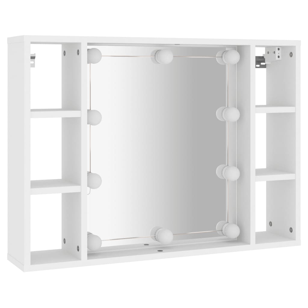 vidaXL fehér tükrös szekrény LED-ekkel 76 x 15 x 55 cm