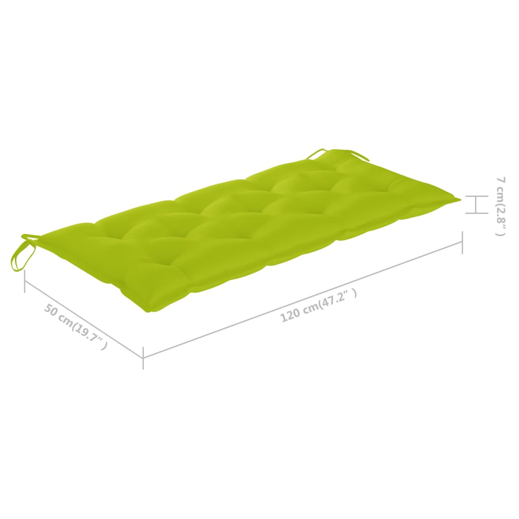 vidaXL tömör tíkfa hintaágy élénkzöld párnával 120 cm