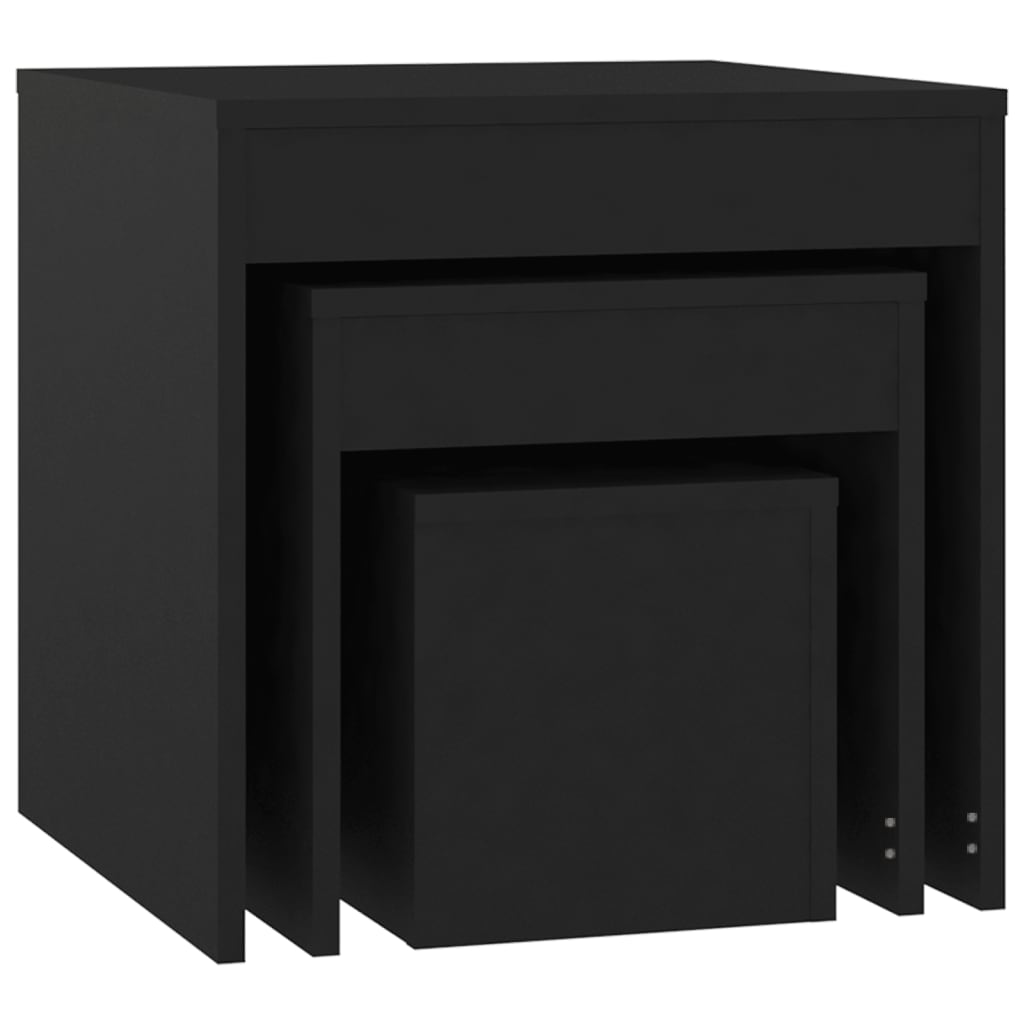 vidaXL 3 db fekete rakásolható forgácslap asztal