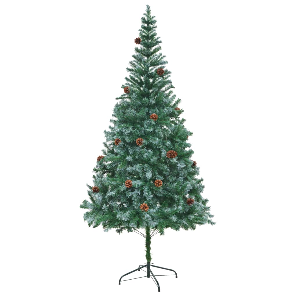 vidaXL megvilágított műkarácsonyfa tobozzal 210 cm
