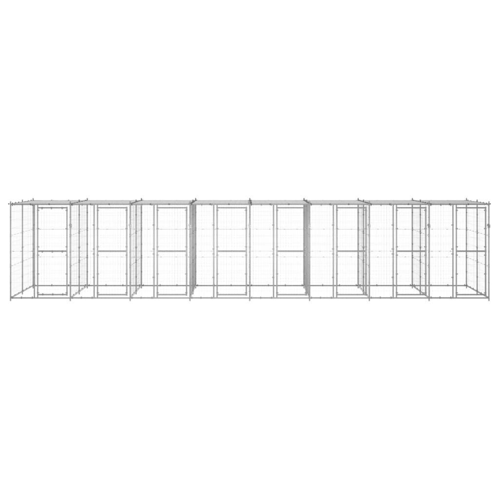 vidaXL kültéri horganyozott acél kutyakennel tetővel 19,36 m²