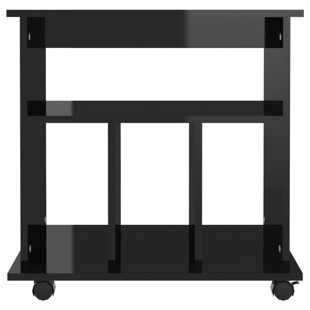 vidaXL magasfényű fekete forgácslap kerekes szekrény 60 x 45 x 60 cm