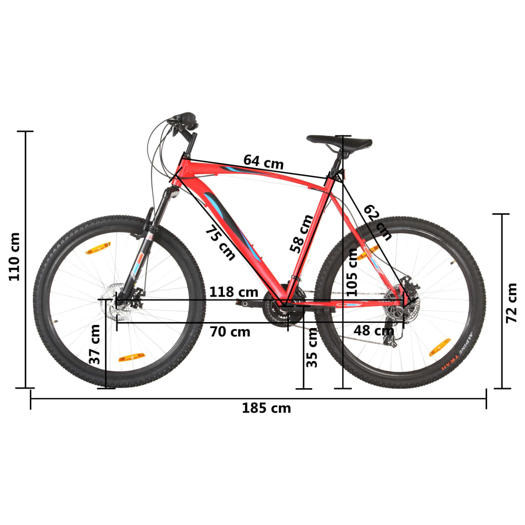 vidaXL 21 sebességes piros mountain bike 29 hüvelykes kerékkel 58 cm