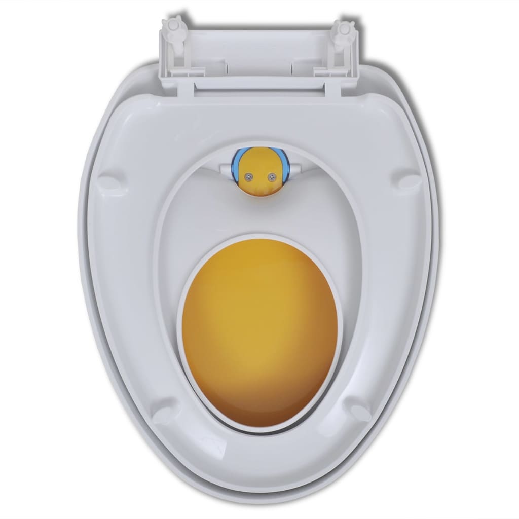 vidaXL fehér és sárga gyerek/felnőtt WC-ülőke lassan csukódó fedéllel