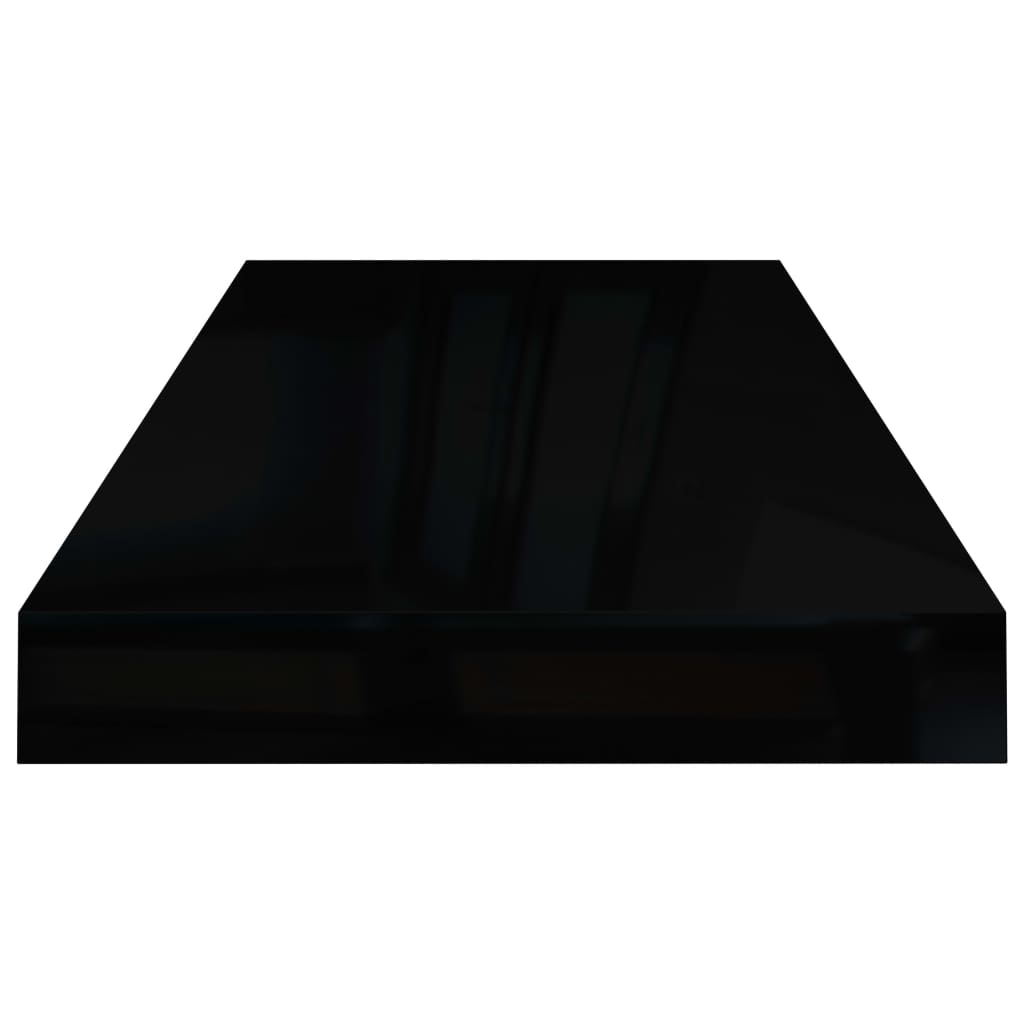 vidaXL 2 db magasfényű fekete MDF lebegő fali polc 60 x 23,5 x 3,8 cm