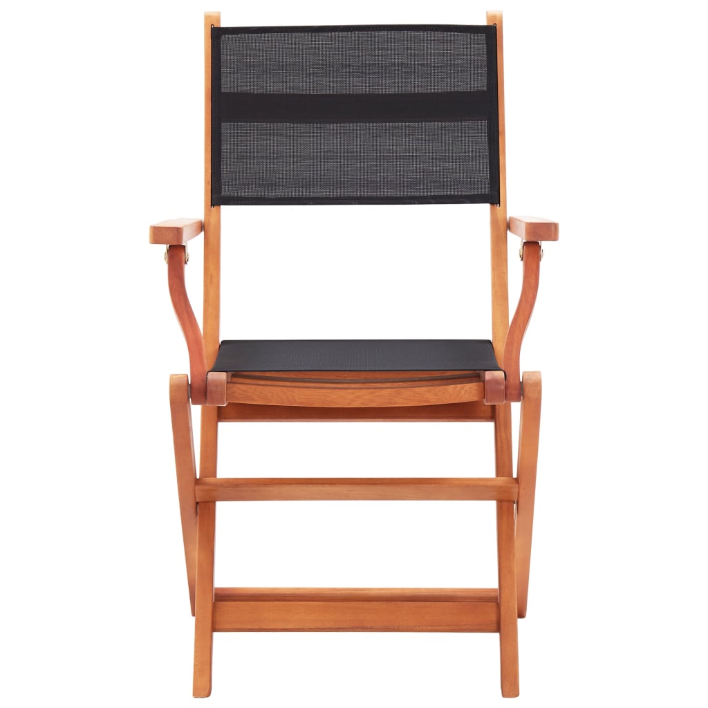 vidaXL 8 db fekete tömör eukaliptuszfa és textilén összecsukható szék