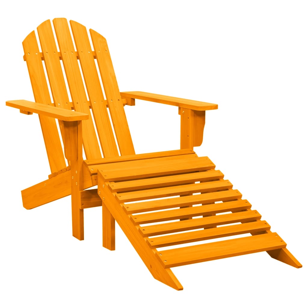 vidaXL narancssárga tömör fenyőfa kerti Adirondack szék zsámollyal