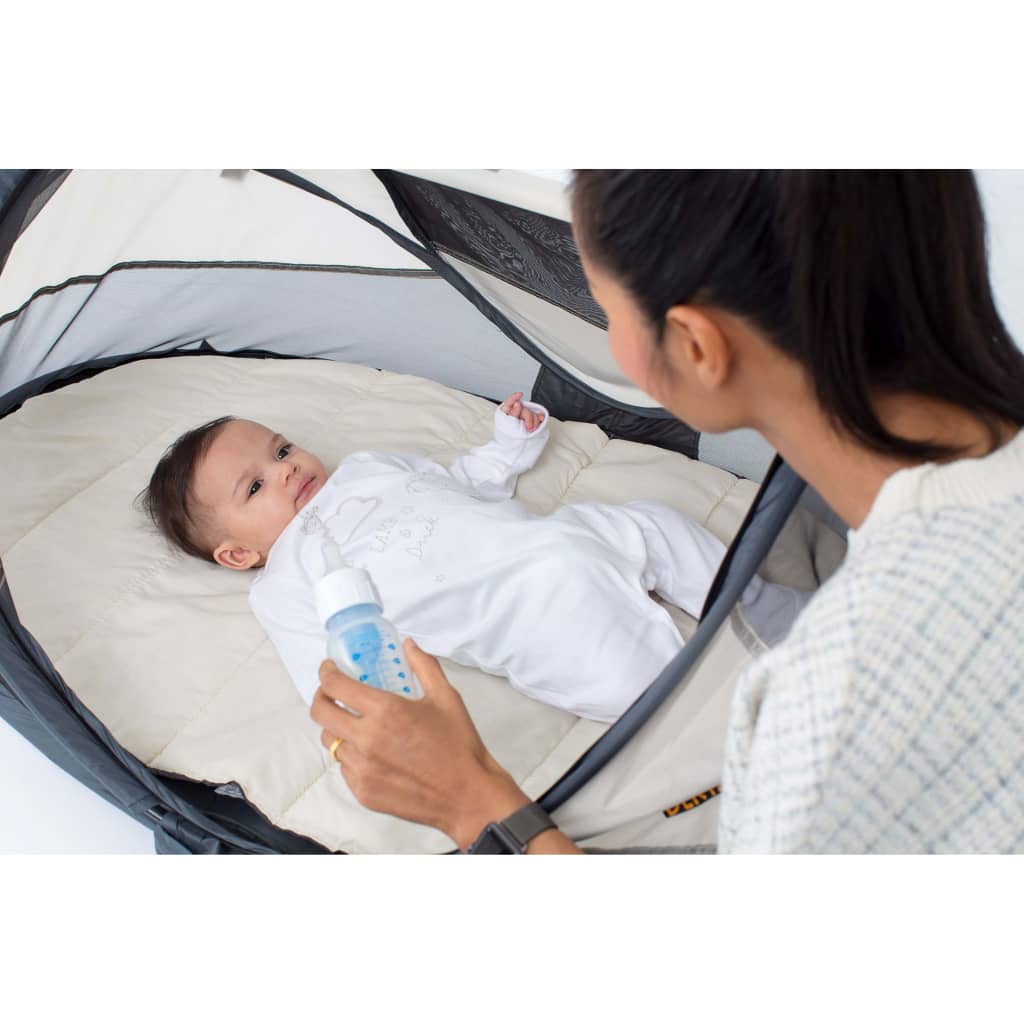 DERYAN Baby Luxe krémszínű felállítható utazóágy szúnyoghálóval