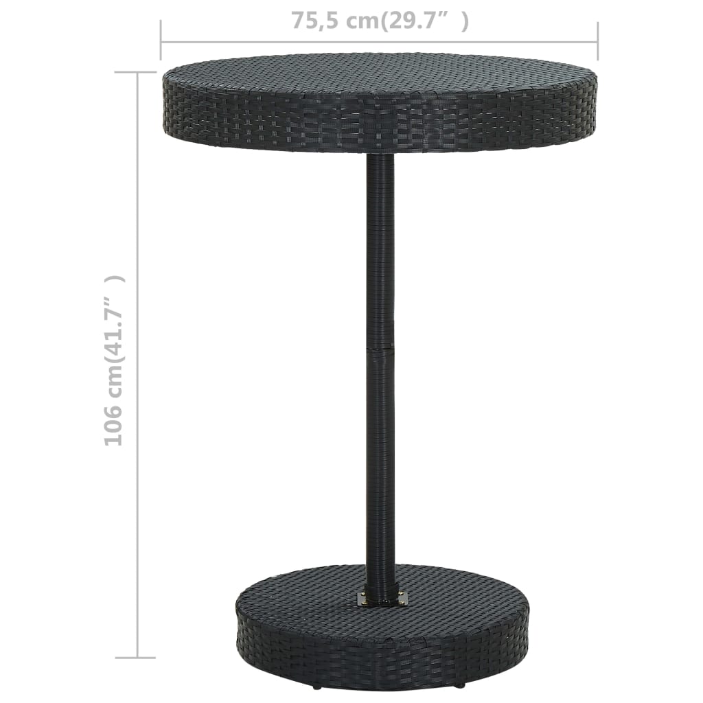 vidaXL fekete polyrattan kerti asztal 75,5 x 106 cm
