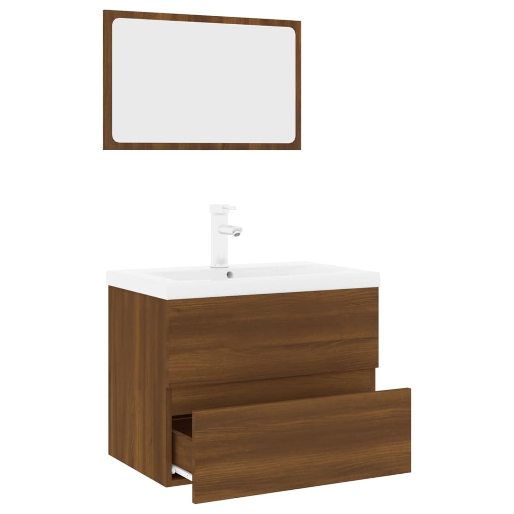 vidaXL barna tölgyszínű szerelt fa fürdőszobai bútorszett