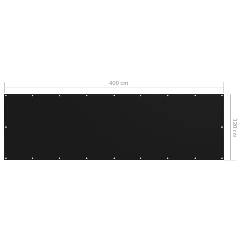 vidaXL fekete oxford-szövet erkélynapellenző 120 x 400 cm