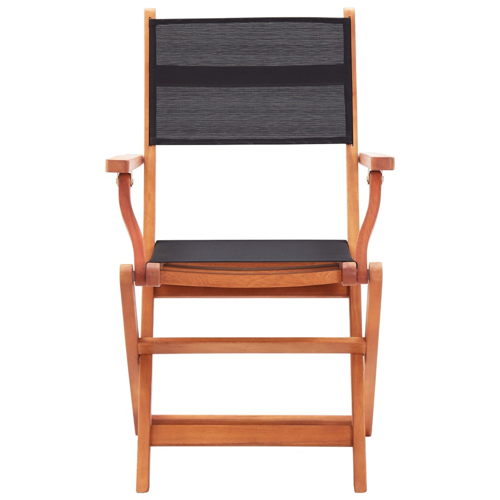 vidaXL 6 db fekete tömör eukaliptuszfa és textilén összecsukható szék