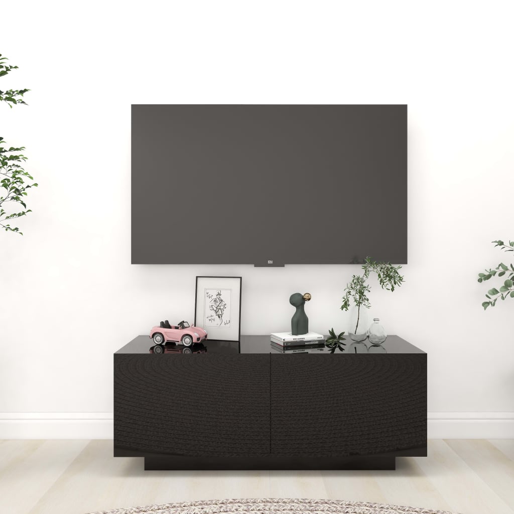 vidaXL magasfényű fekete forgácslap TV-szekrény 100 x 35 x 40 cm