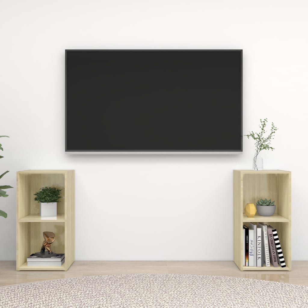 vidaXL 2 db sonoma-tölgyszínű forgácslap TV-szekrény 72 x 35 x 36,5 cm