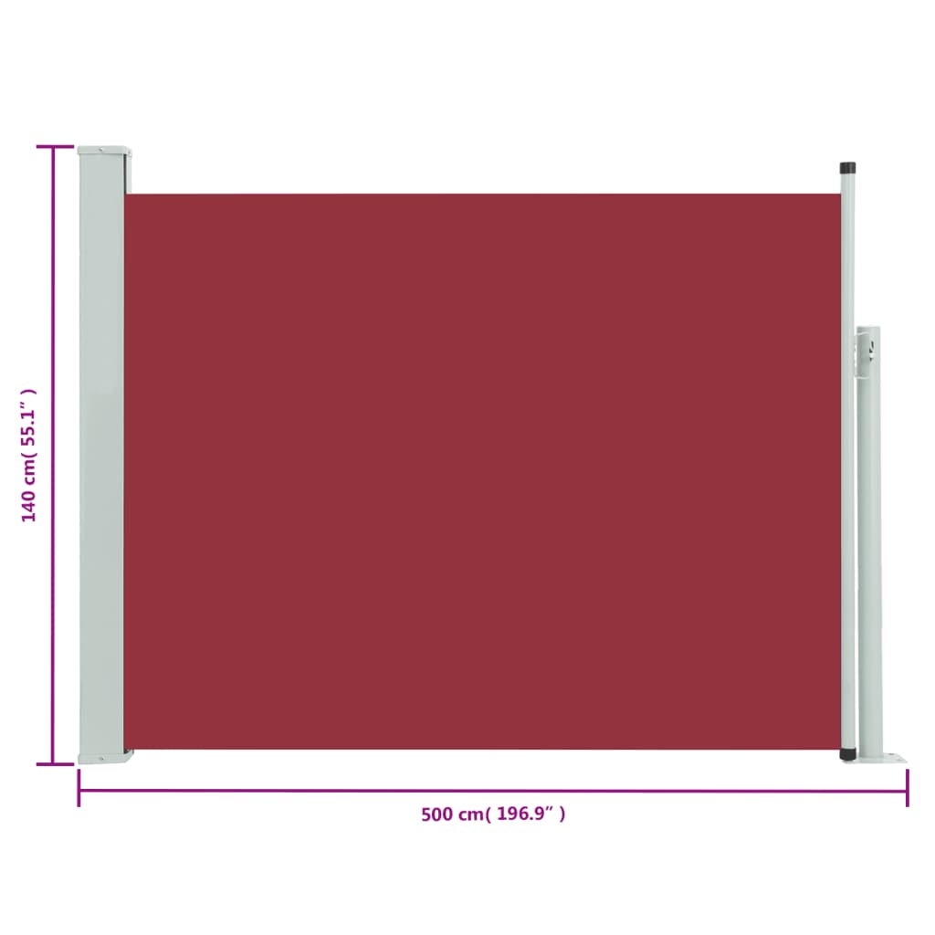 vidaXL piros kihúzható terasznapellenző 140 x 500 cm