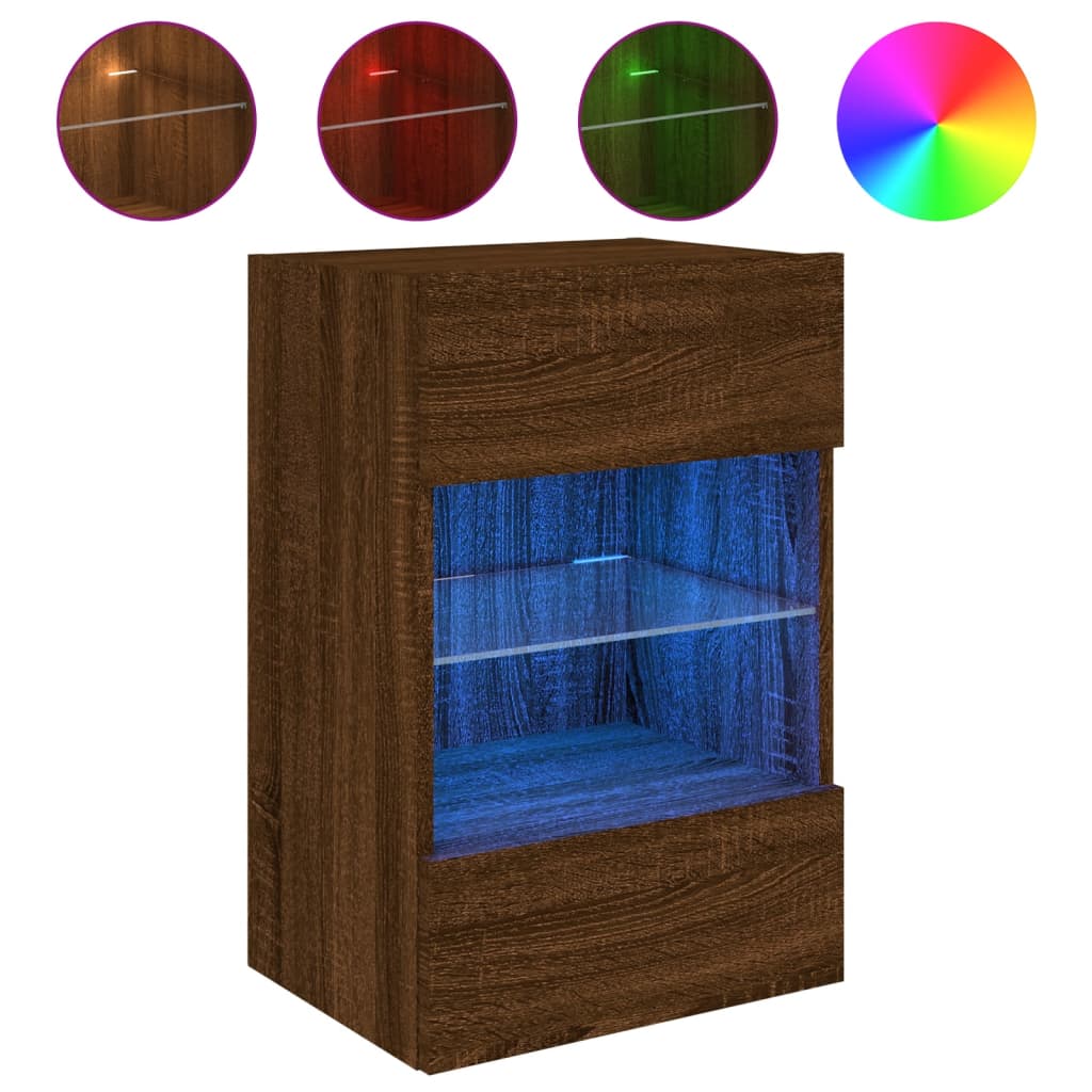 vidaXL barna tölgyszínű fali TV-szekrény LED-del 40x30x60,5 cm