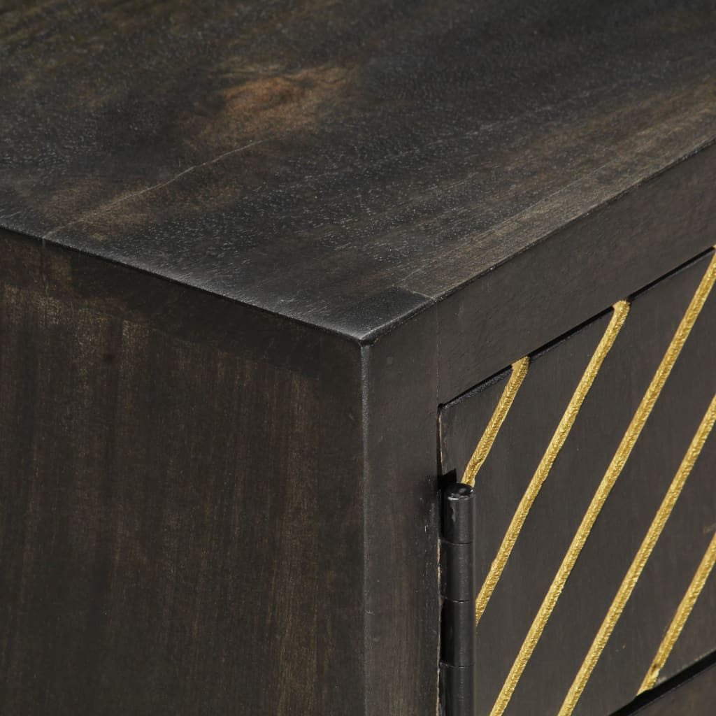 vidaXL fekete-aranyszínű tömör mangófa dohányzóasztal 90 x 50 x 35 cm