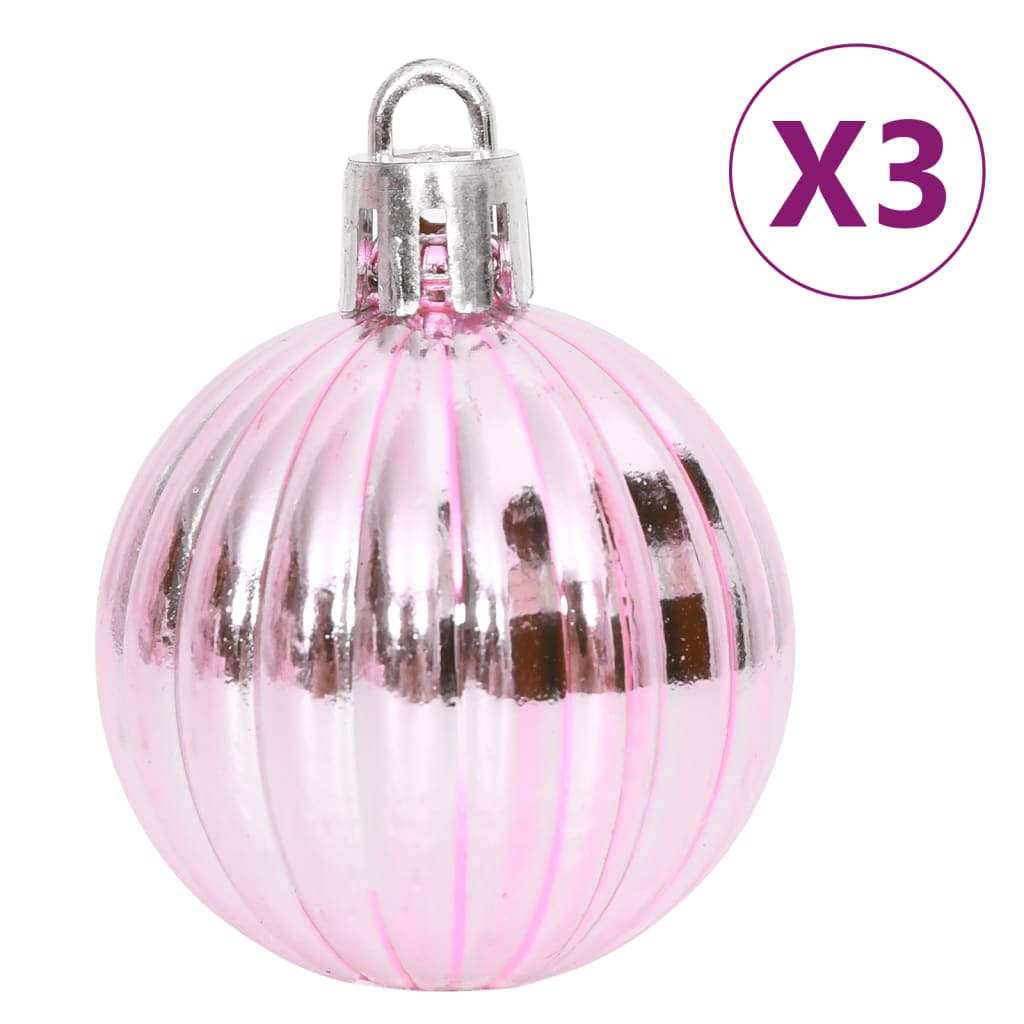vidaXL 65 részes rózsaszín/piros/fehér karácsonyi gömbszett