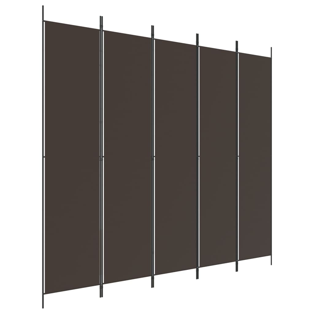 vidaXL 5 paneles barna szövet paraván 250 x 220 cm