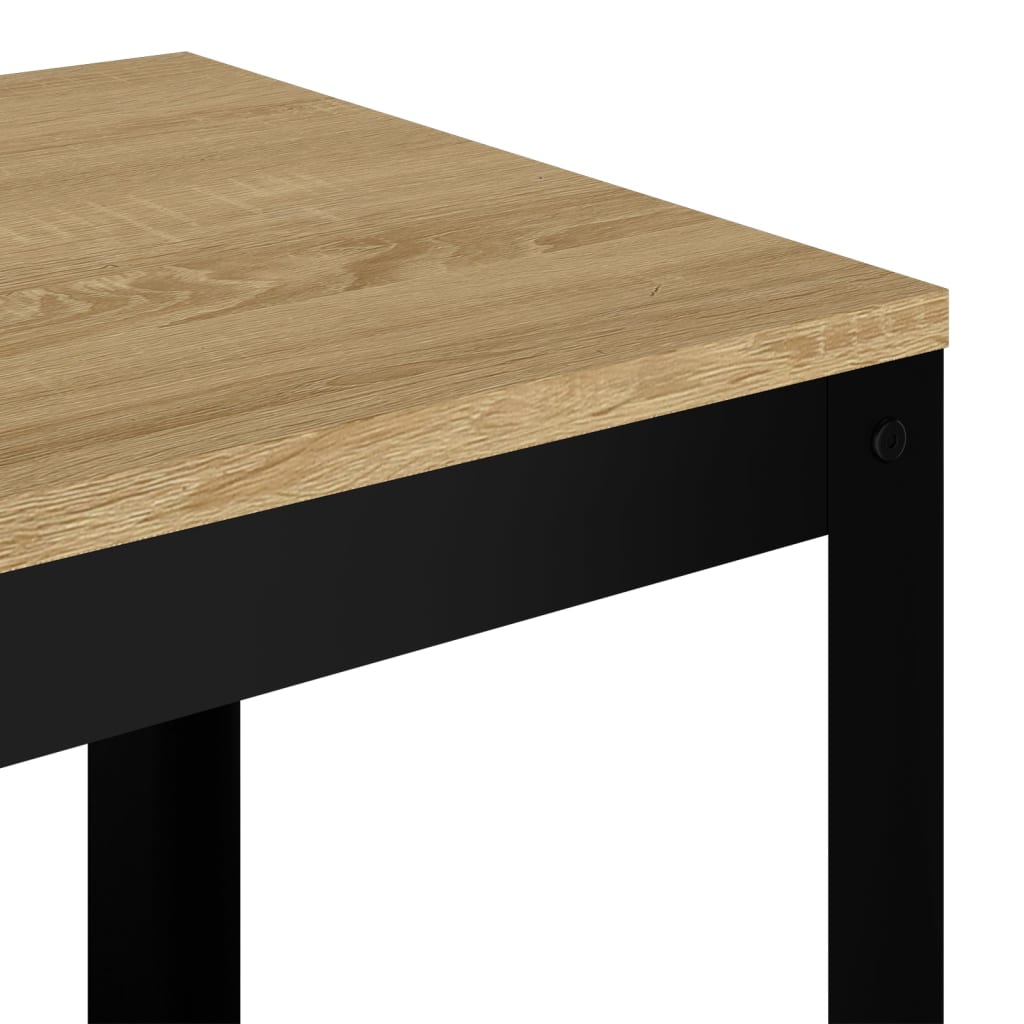 vidaXL világosbarna és fekete MDF és vas kisasztal 40 x 40 x 45 cm