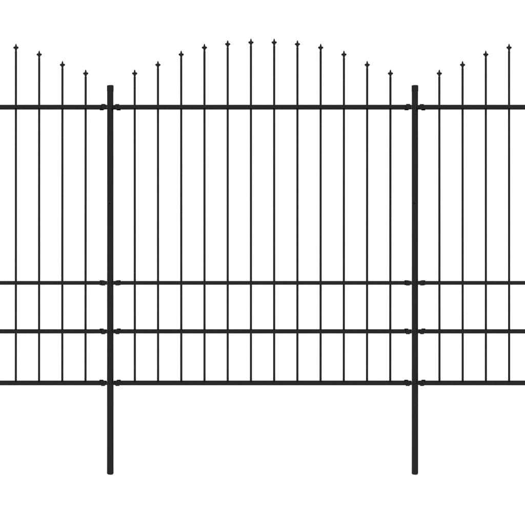 vidaXL fekete lándzsahegy tetejű acélkerítés (1,75-2) x 1,7 m