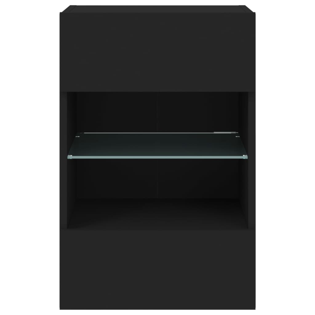 vidaXL fekete fali TV-szekrény LED-világítással 40x30x60,5 cm