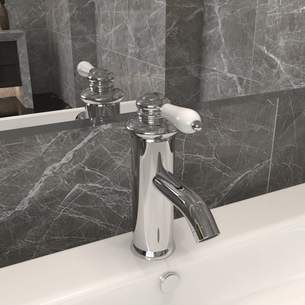 vidaXL krómozott felületű fürdőszobai mosdócsaptelep 130 x 180 mm