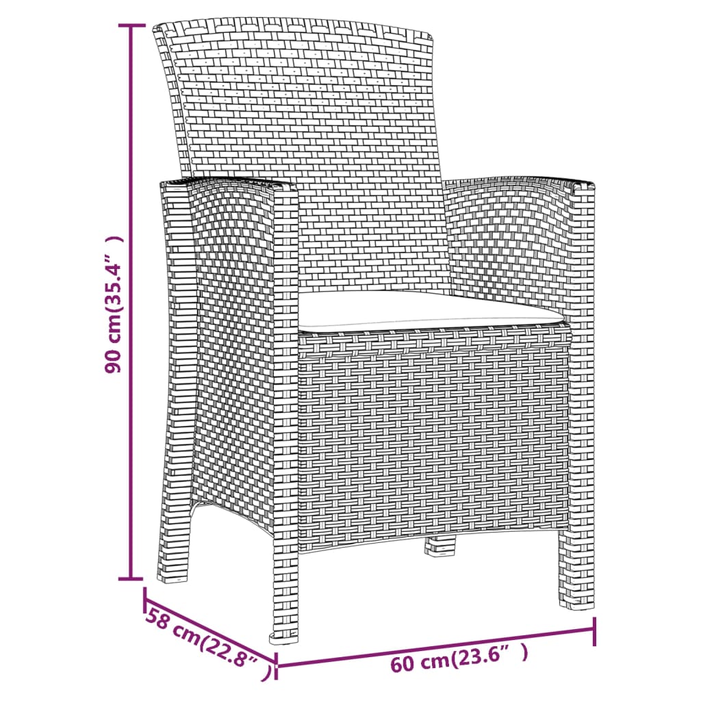vidaXL grafitszürke polyrattan kerti szék párnával