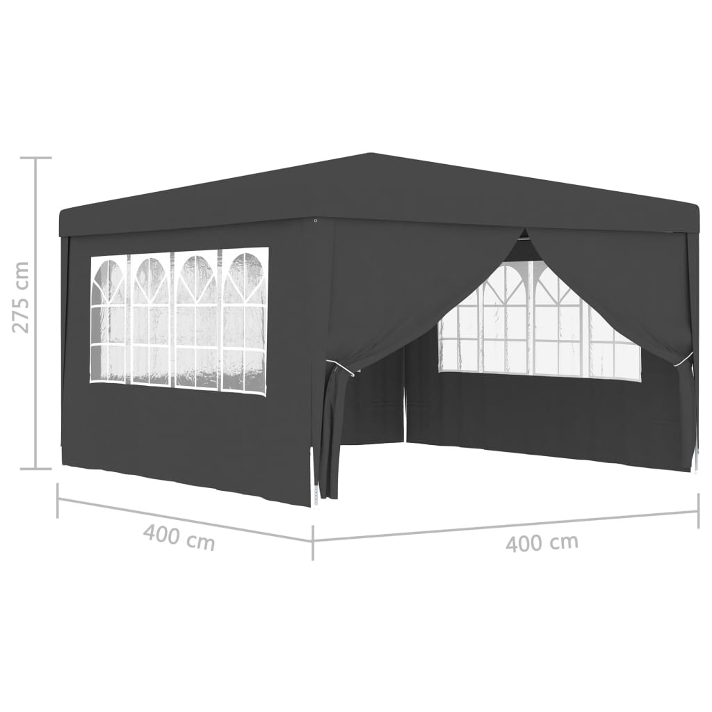 vidaXL antracitszürke rendezvénysátor oldalfalakkal 4 x 4 m 90 g/m²