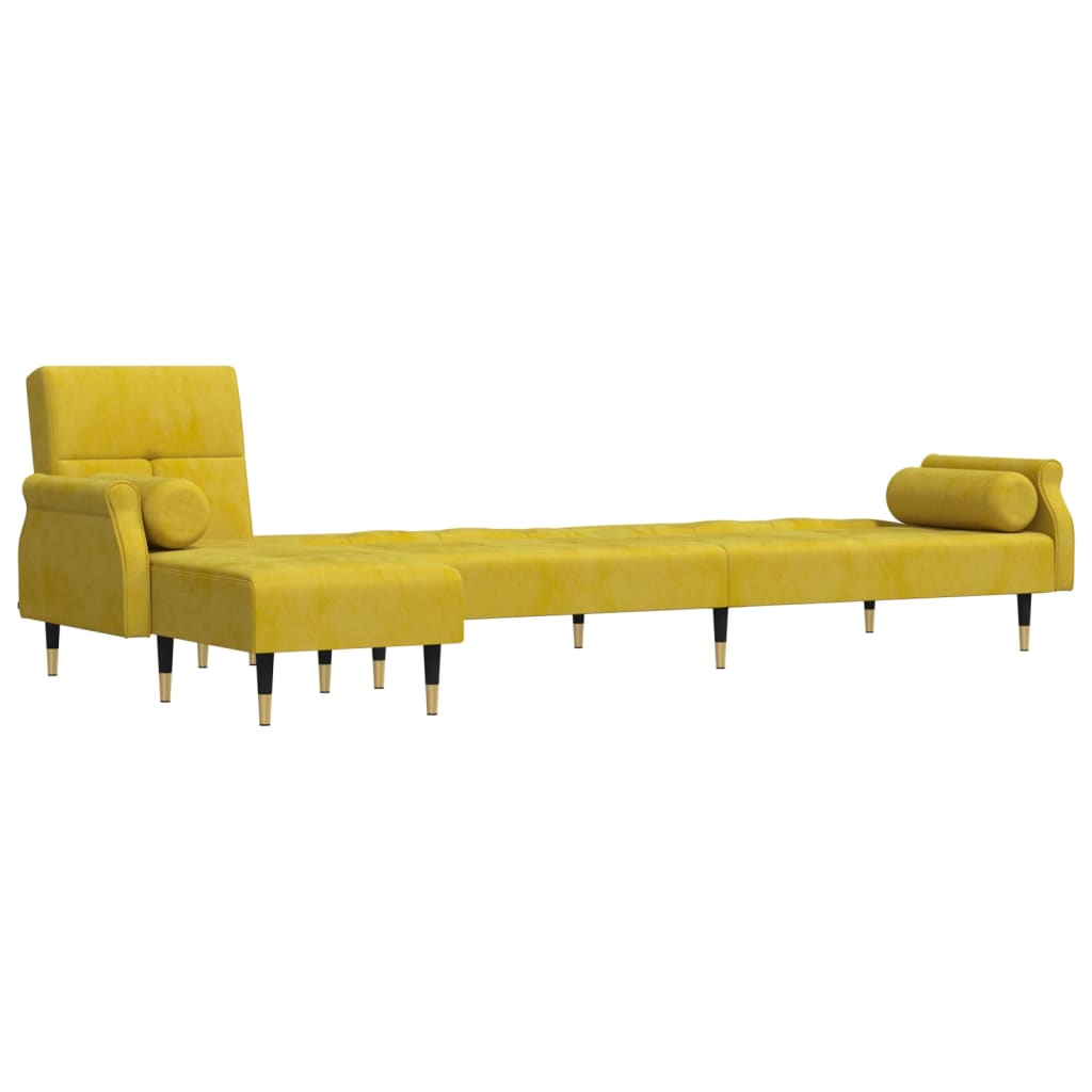 vidaXL sárga L-alakú bársony kanapéágy 271x140x70 cm
