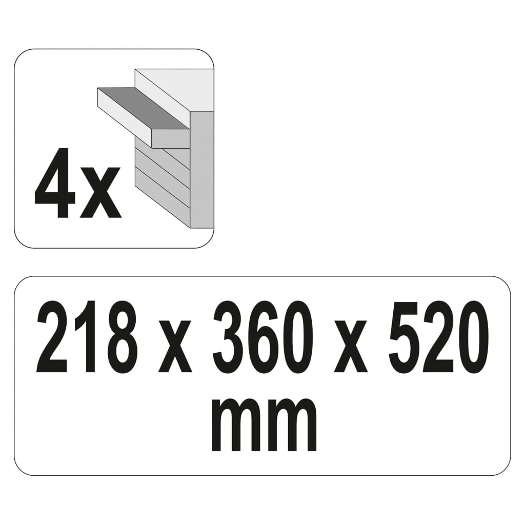 YATO szerszámosláda 4 fiókkal 52 x 21,8 x 36 cm
