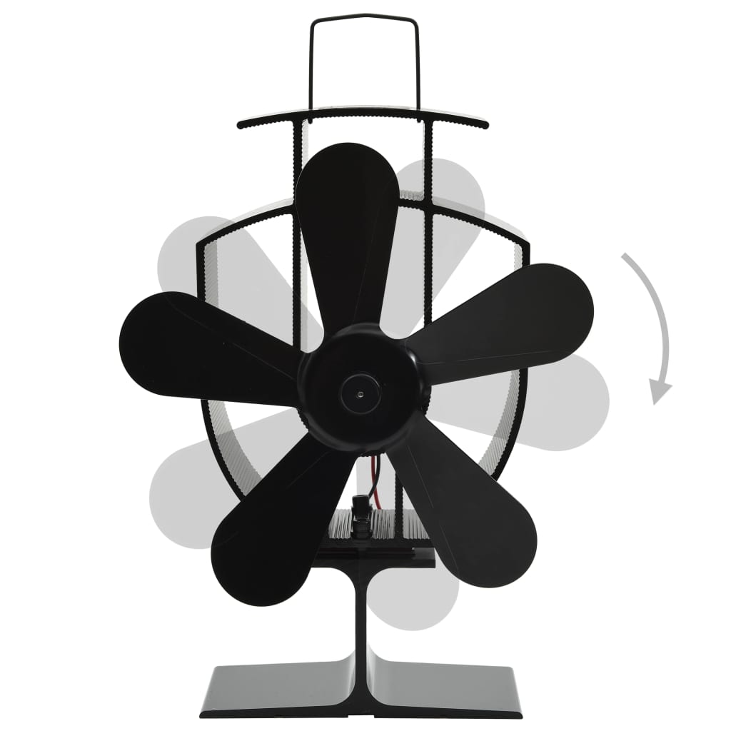 vidaXL fekete hővel meghajtott ötlapátos kandalló ventilátor