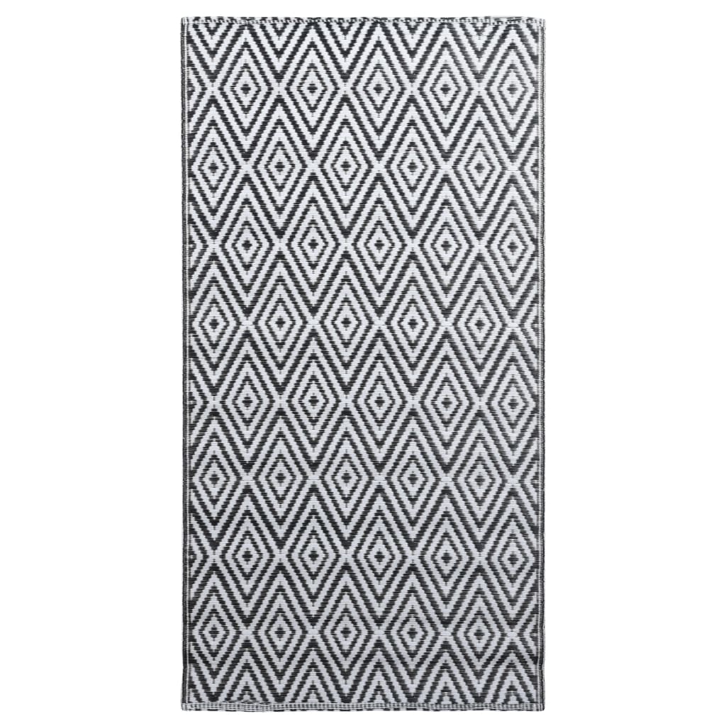 vidaXL fekete-fehér PP kültéri szőnyeg 120 x 180 cm