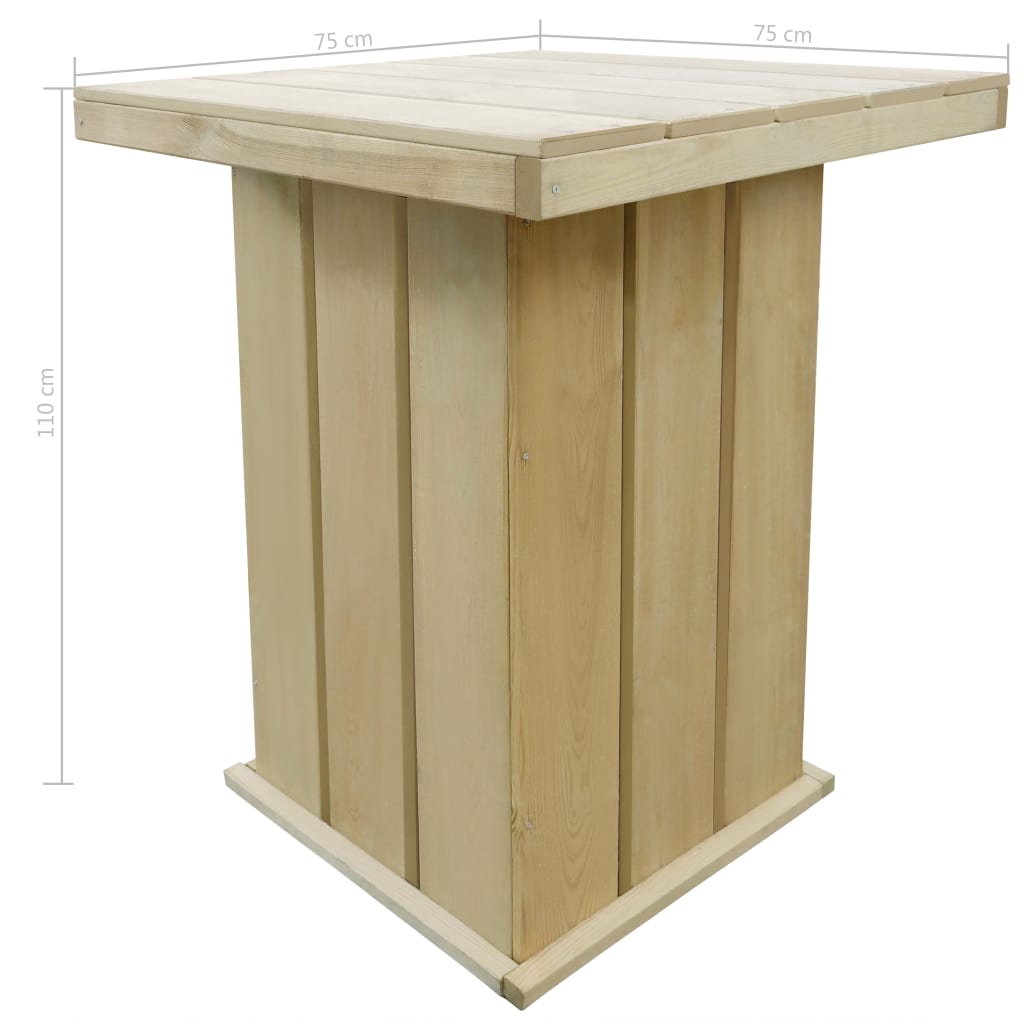 vidaXL impregnált fenyőfa bárasztal 75 x 75 x 110 cm