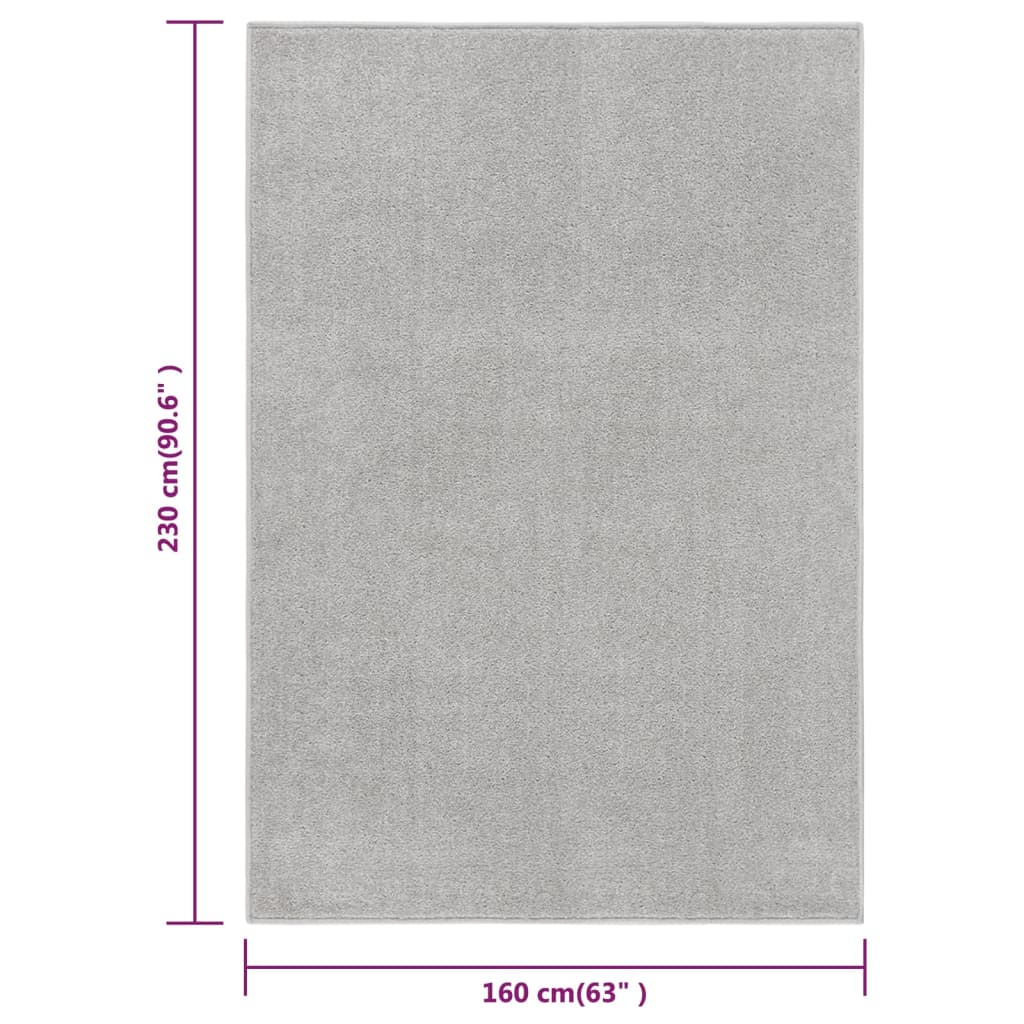 vidaXL világosszürke rövid szálú szőnyeg 160 x 230 cm