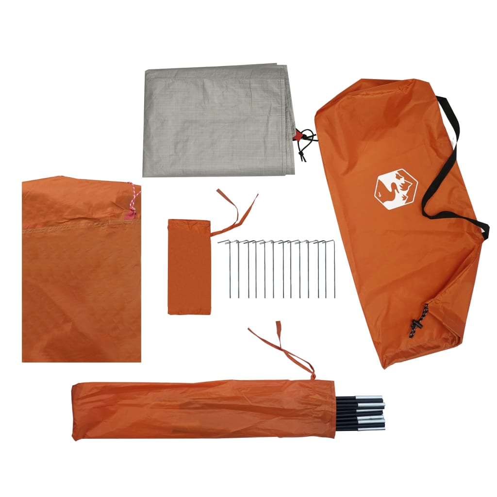 vidaXL 2 személyes szürke és narancssárga vízálló kempingsátor